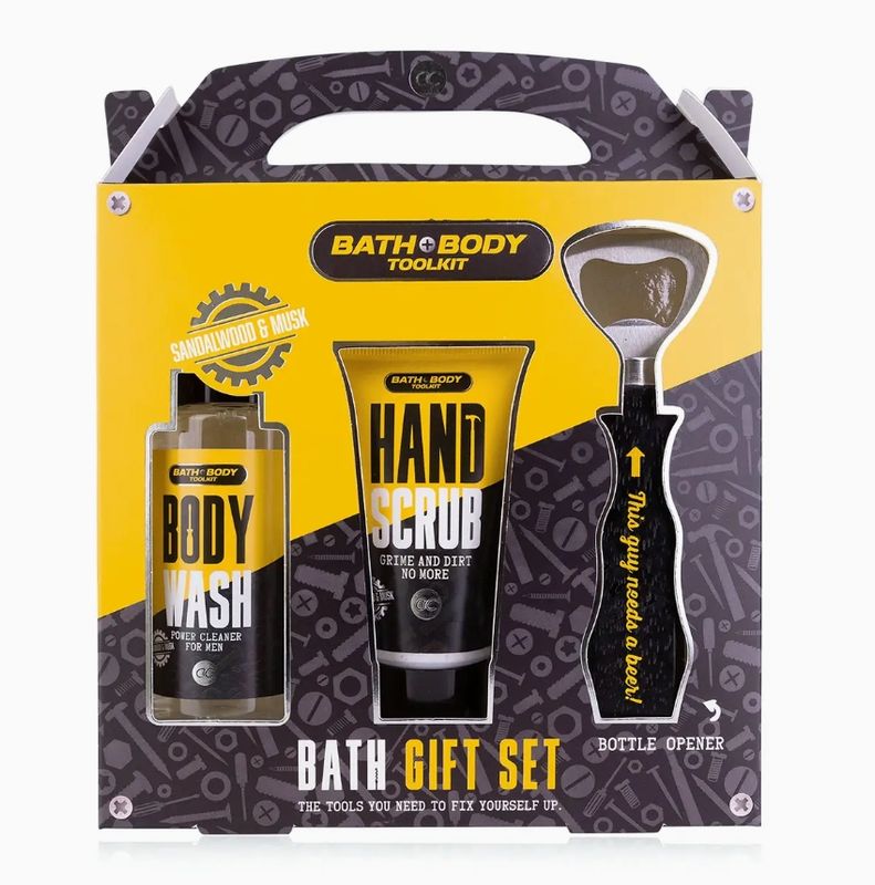Cadeauset voor mannen Bath + Body Toolkit met flesopener