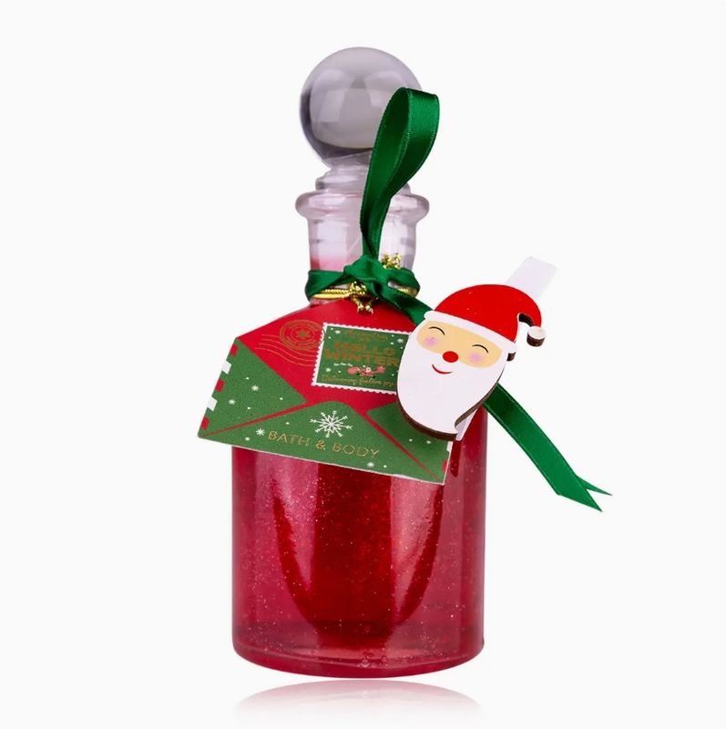 HELLO WINTER - Douche- &amp; badschuim in fles met kerstman-decoratie