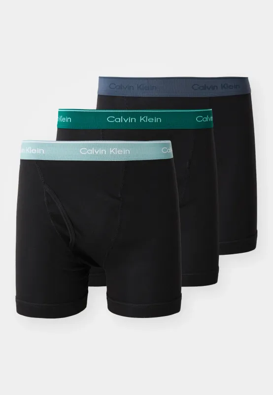 Calvin Klein - 3-Pack Cotton Boxers - Zwart met Groentinten Band