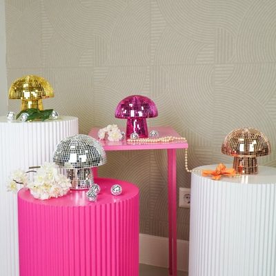 Housevitamin - Ornament - Disco -Mushroom - Glass - Rose Gold- 14x14x14cm