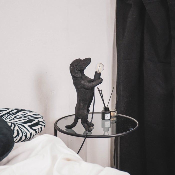 Housevitamin - Table Lamp - Dachshund Lamp - Polyresin -Black - E14 - 10x15x38cm