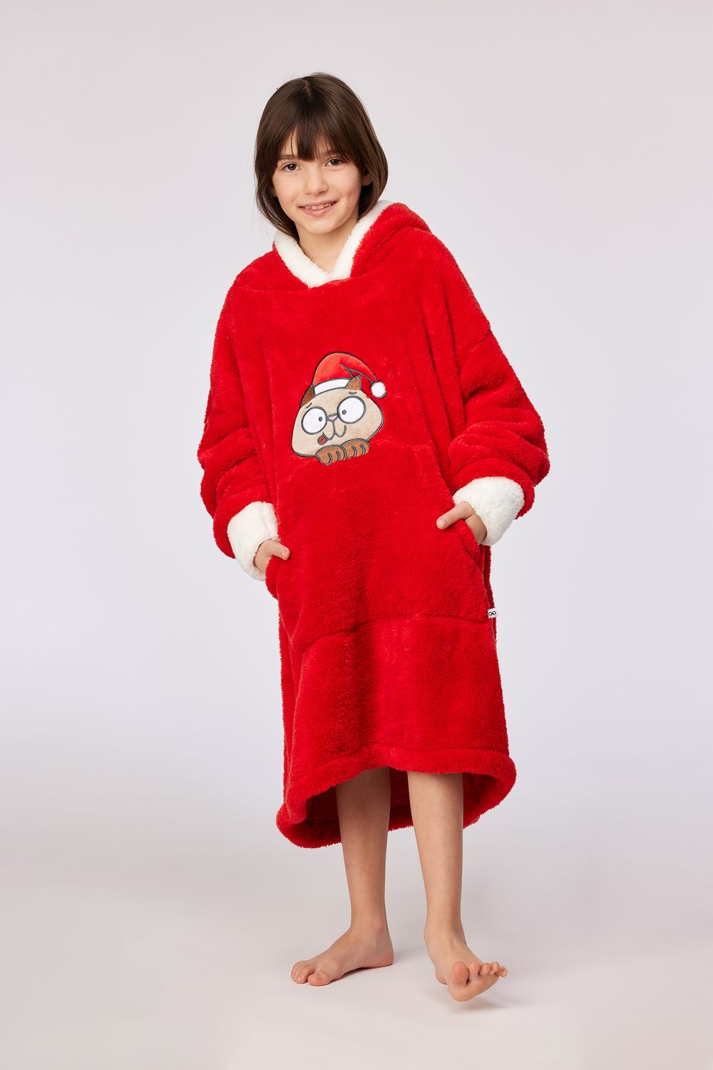 Woody – Unisex Red XXL Cuddle Christmas Sweater in Teddy Fabric