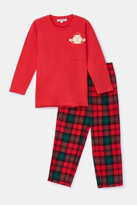Woody – Boys/Men’s Christmas Pyjama – Red-Green with Flannel Pants