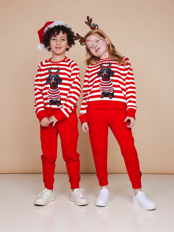 Snurk – Kids Sweater &amp; Pants “Pierre X-Mas” – Red Striped