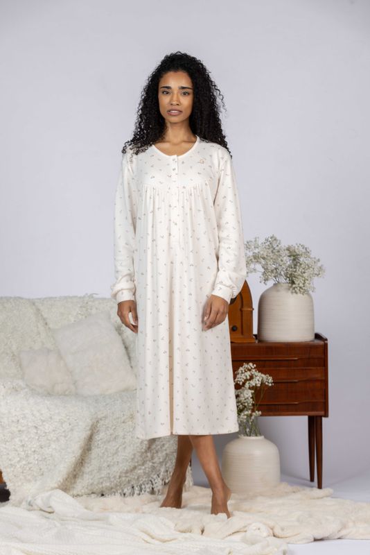 Mira - Slaapkleed - Ecru met Bloemen