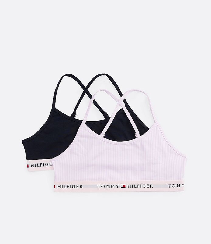 Tommy Hilfiger - Duopack 2 stuks - Cross Back Bralette - Donkerblauw / Roze Gestreept
