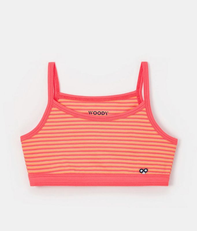 Woody - Topje - Koraal oranje streep