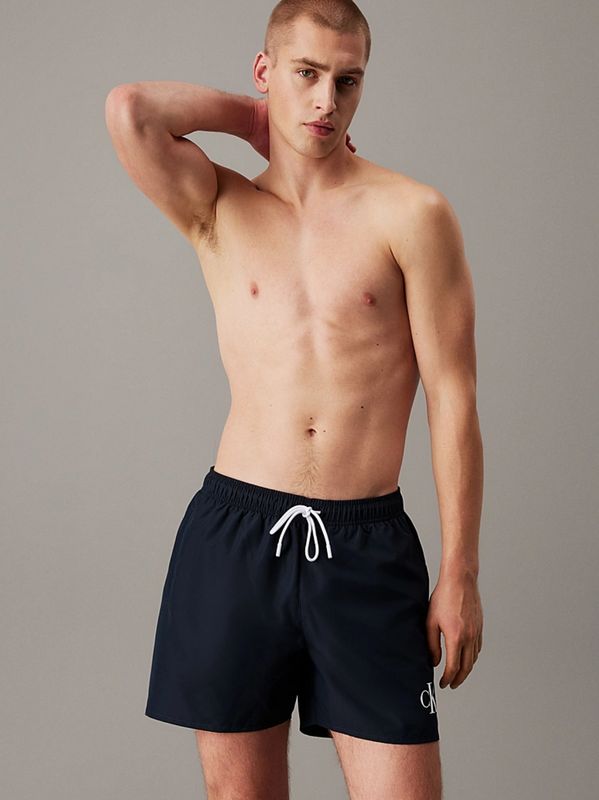 Calvin Klein - Medium zwemshort met trekkoord - CK Monogram - Dark Sapphire