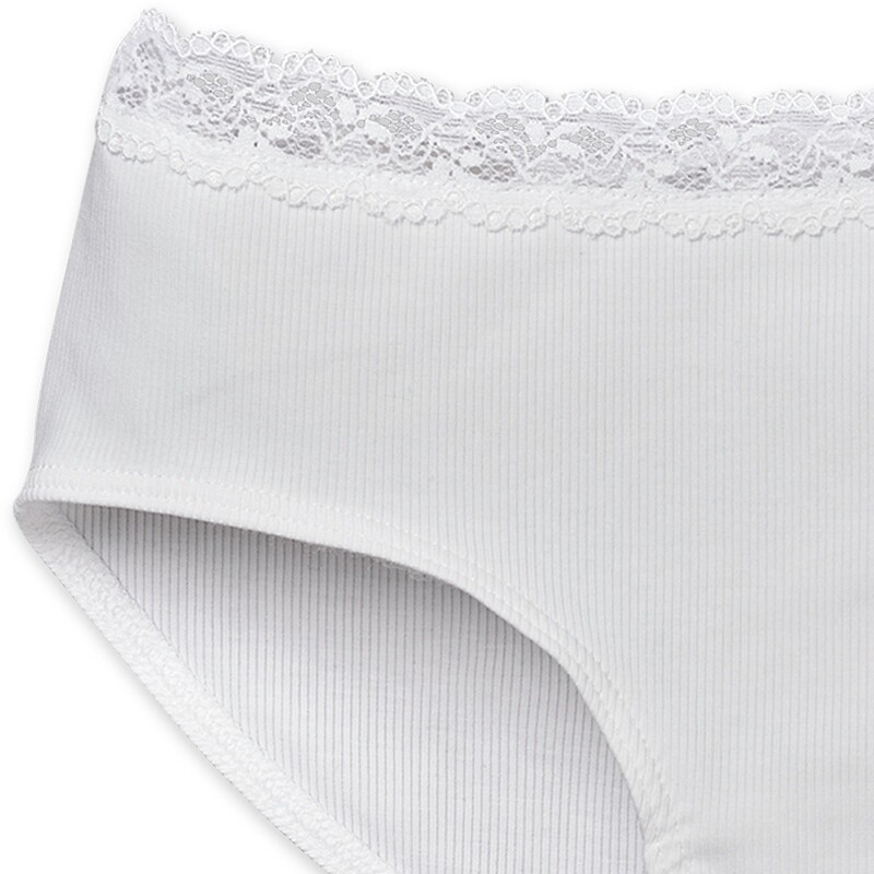 Schiesser - Panty met kant dubbelrib wit - Long Life Cotton
