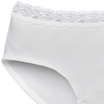 Schiesser - Panty met kant dubbelrib wit - Long Life Cotton