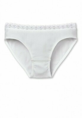 Schiesser - slip met kant dubbelrib wit - Long Life Cotton