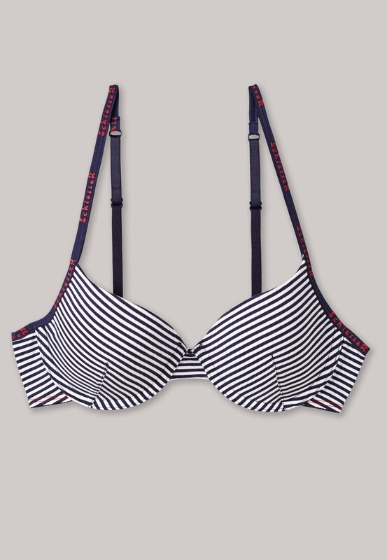 Schiesser - Bh gevuld - Nachtblauw/wit met dwarsstrepen