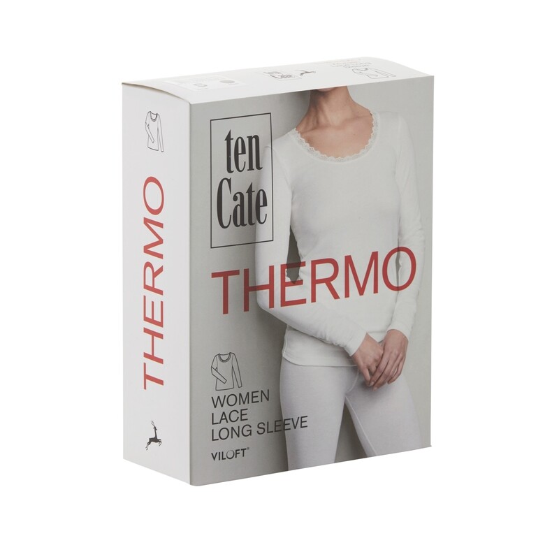 TEN CATE Dames Thermo shirt met kant wit