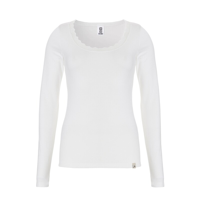 TEN CATE Dames Thermo shirt met kant wit
