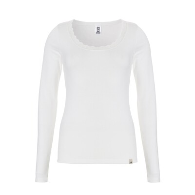 TEN CATE Dames Thermo shirt met kant wit