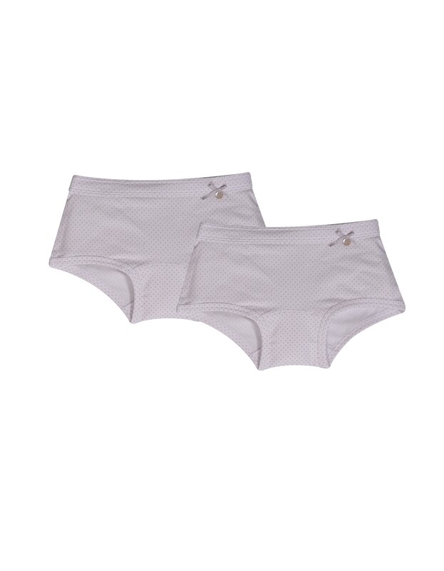 Woody - Meisjes shorty - duopack, wit grijze dots - Basis ondergoed