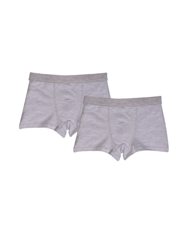 Woody - Jongens short Duopack - Wit/Grijs Gestreept