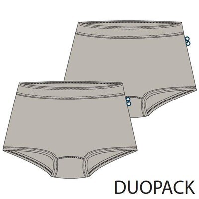 Woody - Meisjes shorty - duopack, grijs melange, Basis ondergoed