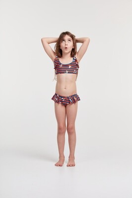 Woody - Meisjes Bikini Meeuw - Rood/Blauw gestreept -