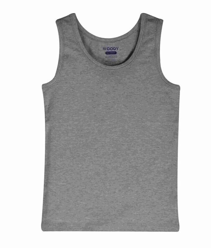 Woody - Jongens Singlet Basis Ondergoed - Grijs