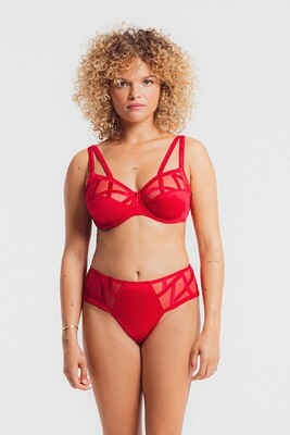 Louisa Bracq – Full Cup Bra “Série” – Red – Geometric Embroidery
