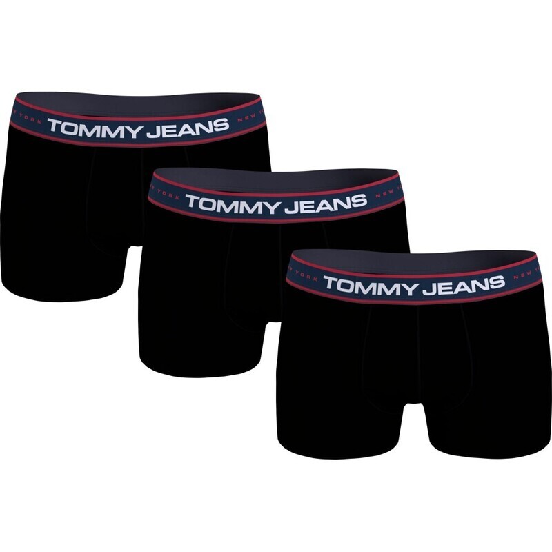 Tommy Hilfiger Jeans- Boxershort met labelstitching in een set van 3 stuks, - model 'NEW YORK - zwart