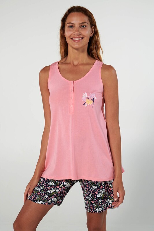 Vamp - Damespyjama - Pink Geranium - 50% katoen/50% modal