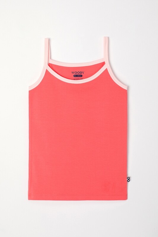 Woody - Meisjes Singlet - Koraalrood Woody - Meisjes Singlet - Koraalrood