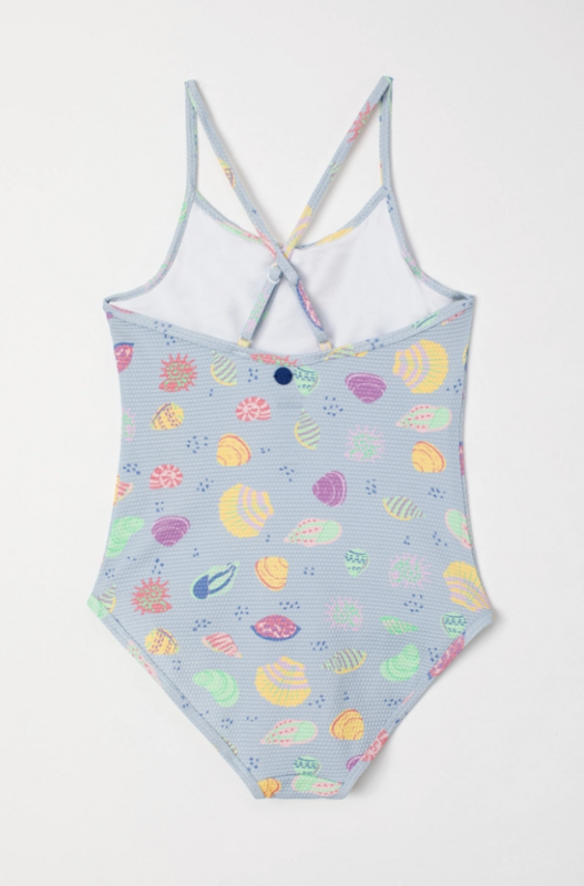 Woody - Badpak - Blauw met Schelpen
