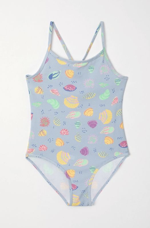 Woody - Badpak - Blauw met Schelpen