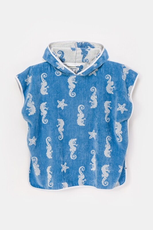 Woody - Poncho - Zeepaardjes print Woody - Poncho - Zeepaardjes print
