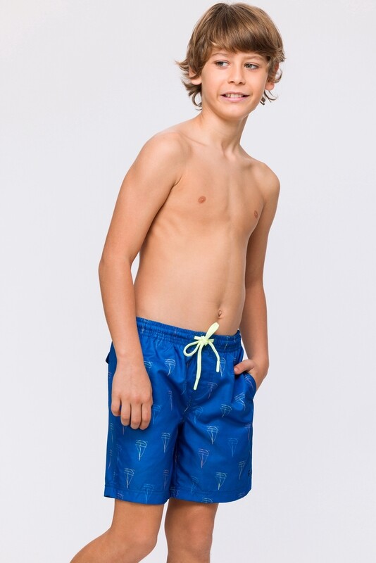 Woody - Jongens/Heren Zwemshort - Blauw met Bootjes