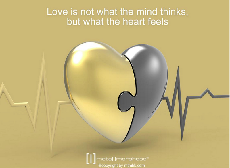 Metalmorphose  - dubbele sleutelhanger hart nikkel met goud Love Puzzle