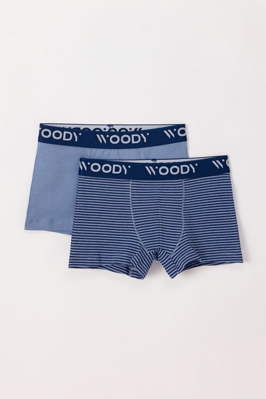 Woody - Jongens Boxers - Blauw/ Blauw Gestreept Woody - Jongens Boxers - Blauw/ Blauw Gestreept