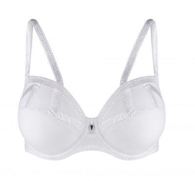 Louisa Bracq – Full Cup Bra “Série” – White – Geometric Embroidery