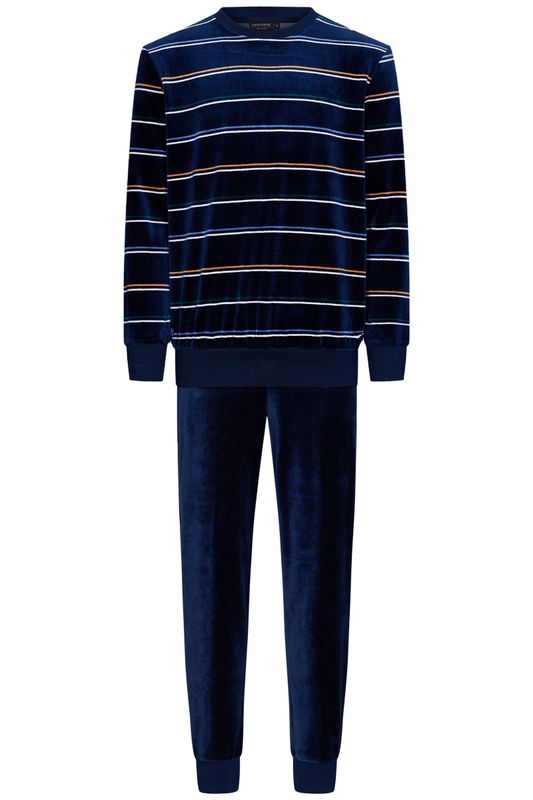 Pastunette - Herenpyjama donkerblauw in zachte velours