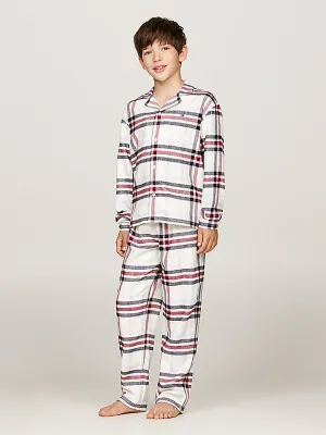 Tommy Hilfiger – Unisex Teen Pyjama – Flannel Heritage Check/Ivory – Ultra-Soft Warmth &amp; Iconic Preppy Style