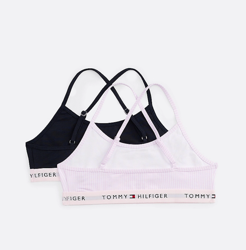Tommy Hilfiger - Duopack 2 stuks - Cross Back Bralette - Donkerblauw / Roze Gestreept