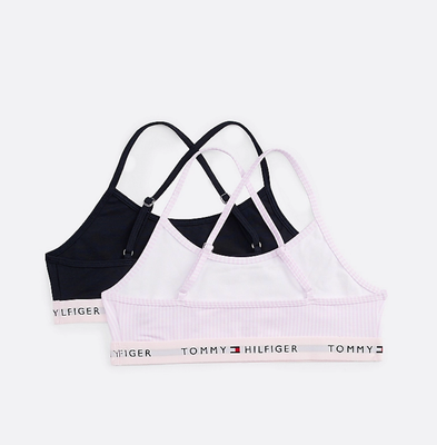 Tommy Hilfiger - Duopack 2 stuks - Cross Back Bralette - Donkerblauw / Roze Gestreept