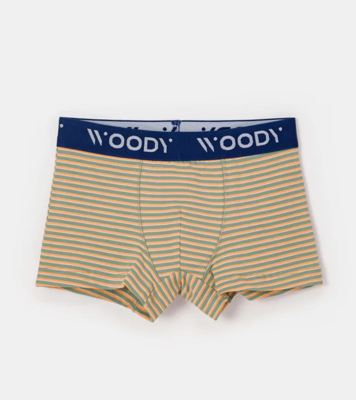 Woody - Jongens Boxers Duopack - Kaki + streep