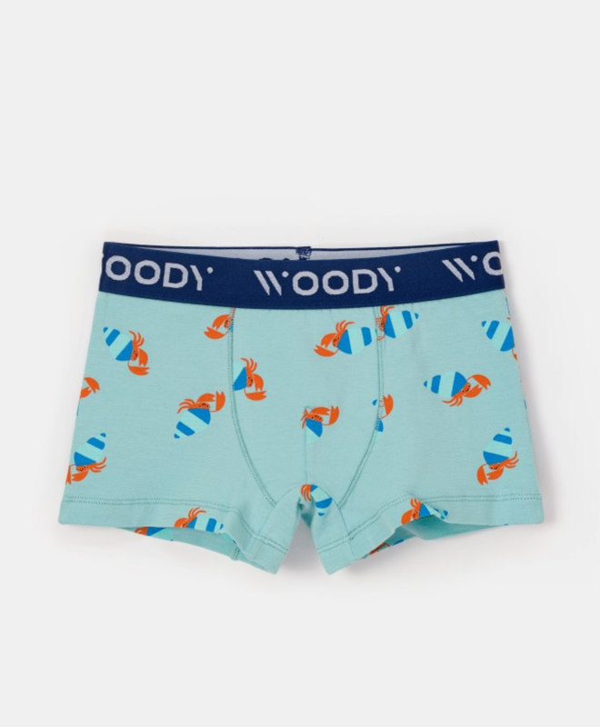 Woody - Jongens Boxers Duopack - Blauw + kreeftenprint