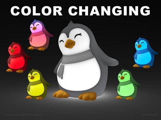 Dhink Collection -  	 Nachtlampje Penguin (zacht silicone) Oplaadbaar + 15 min. timer + tikfunctie