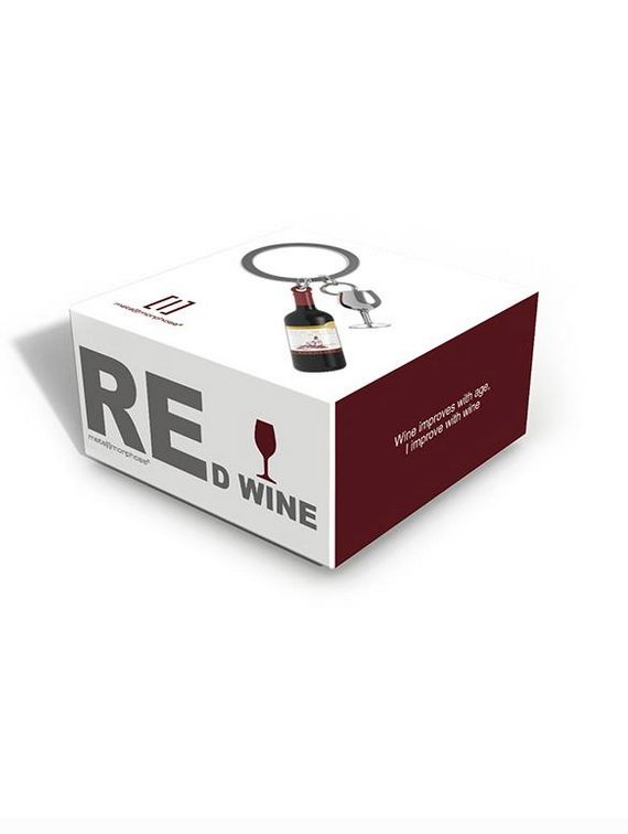 Metalmorphose  - Sleutelhanger  - Rode Wijn + Glas Key Ring 🍷🔑