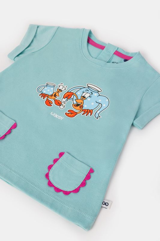 Woody - Baby Meisjes Pyjama - Licht Turquoise