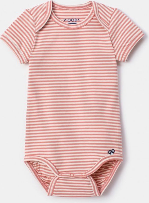 Woody - Body Korte Mouw - Roze/Ecru Gestreept