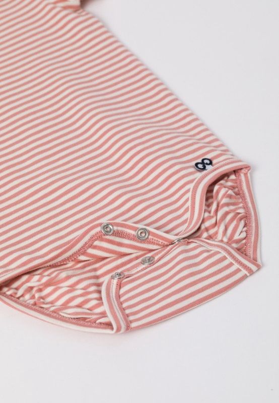Woody - Body Korte Mouw - Roze/Ecru Gestreept