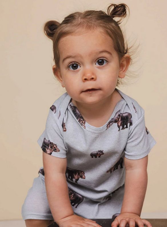 Snurk - Baby Playsuit - Hippos