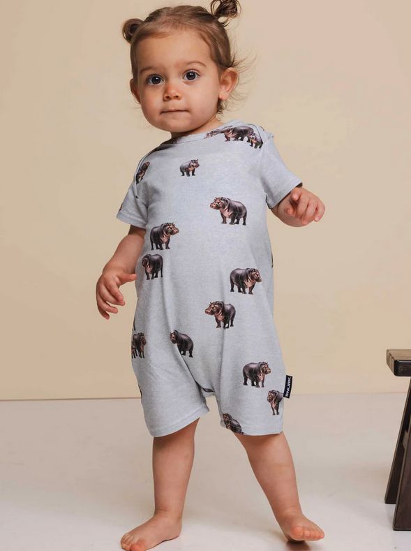 Snurk - Baby Playsuit - Hippos