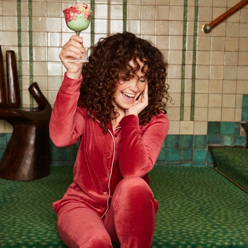 Charlie Choe - Women Velour Set - Rood