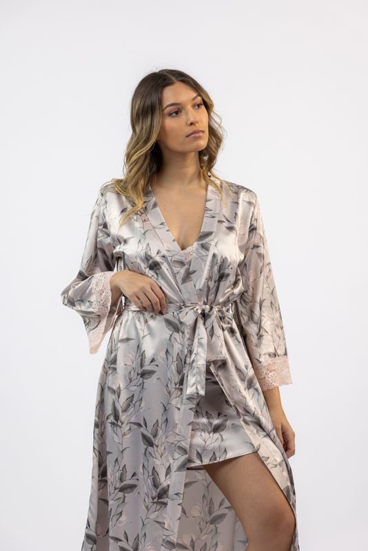 Mira - Satijnen Kamerjas - Bloemen